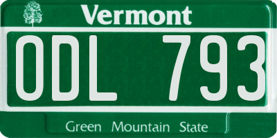 VT license plate ODL793