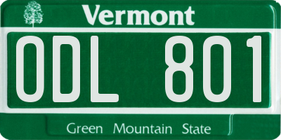 VT license plate ODL801