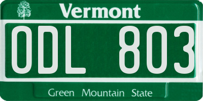 VT license plate ODL803
