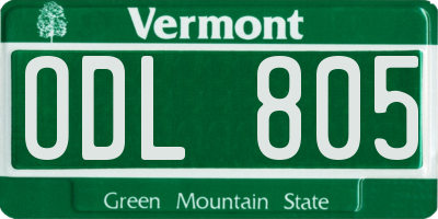 VT license plate ODL805