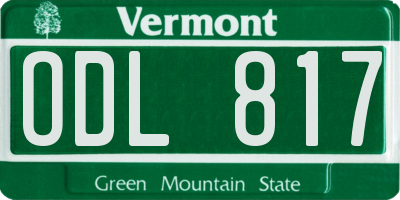 VT license plate ODL817