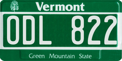 VT license plate ODL822