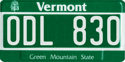 VT license plate ODL830