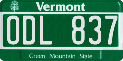 VT license plate ODL837