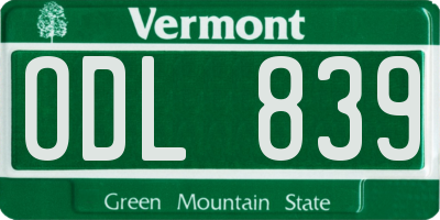 VT license plate ODL839