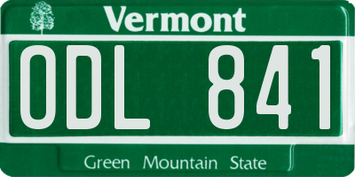 VT license plate ODL841