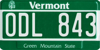 VT license plate ODL843