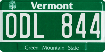 VT license plate ODL844