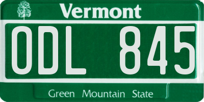 VT license plate ODL845