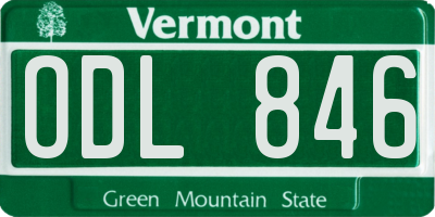 VT license plate ODL846