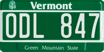 VT license plate ODL847