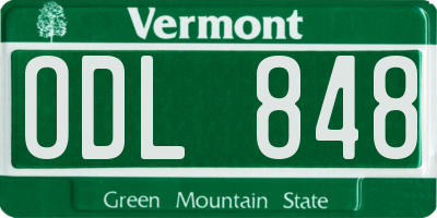 VT license plate ODL848