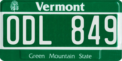 VT license plate ODL849