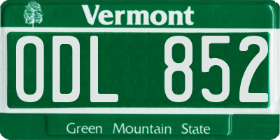 VT license plate ODL852