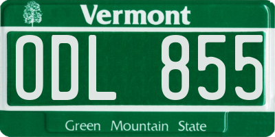 VT license plate ODL855