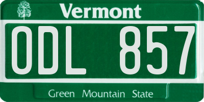 VT license plate ODL857