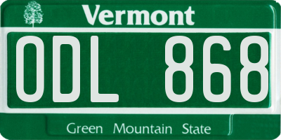 VT license plate ODL868