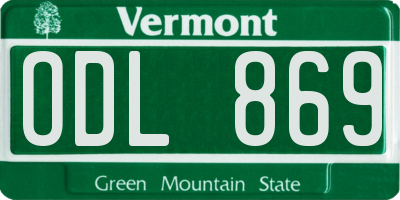 VT license plate ODL869