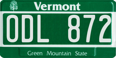 VT license plate ODL872