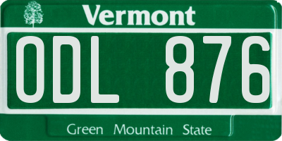 VT license plate ODL876