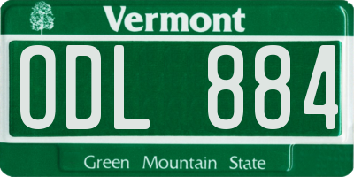 VT license plate ODL884