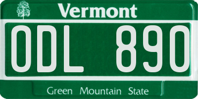 VT license plate ODL890