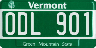 VT license plate ODL901