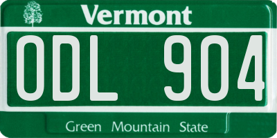 VT license plate ODL904
