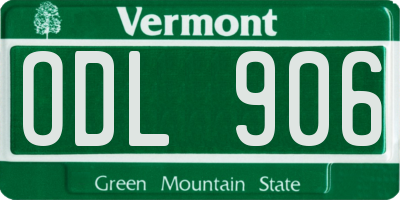VT license plate ODL906