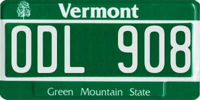 VT license plate ODL908