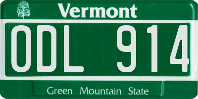 VT license plate ODL914