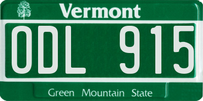 VT license plate ODL915