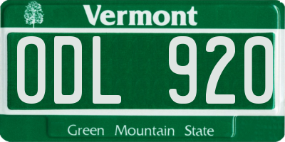 VT license plate ODL920
