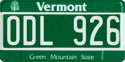 VT license plate ODL926