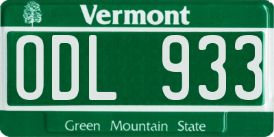 VT license plate ODL933