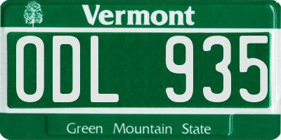 VT license plate ODL935