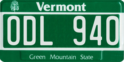 VT license plate ODL940