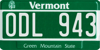VT license plate ODL943