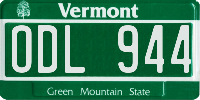 VT license plate ODL944