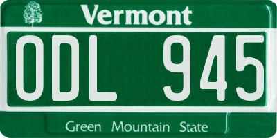 VT license plate ODL945
