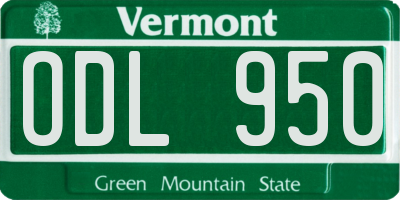 VT license plate ODL950