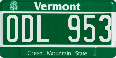 VT license plate ODL953