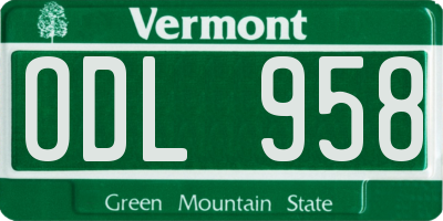 VT license plate ODL958