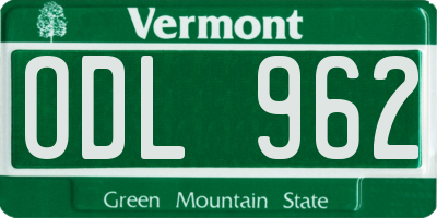 VT license plate ODL962