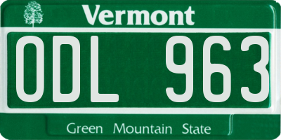 VT license plate ODL963