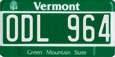VT license plate ODL964