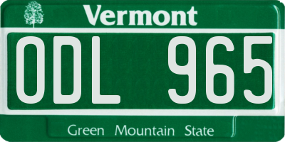 VT license plate ODL965