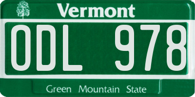 VT license plate ODL978