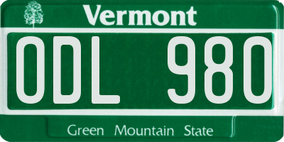 VT license plate ODL980