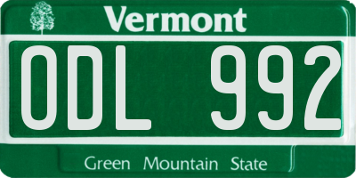 VT license plate ODL992